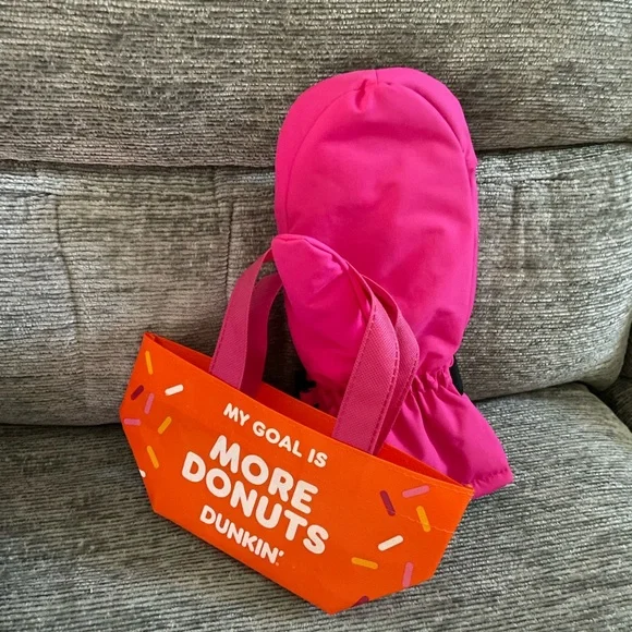 Dunkin’ 🍩 Mini Tote Bag AND Pink Left Winter Mitten! NEW! - Picture 4 of 8